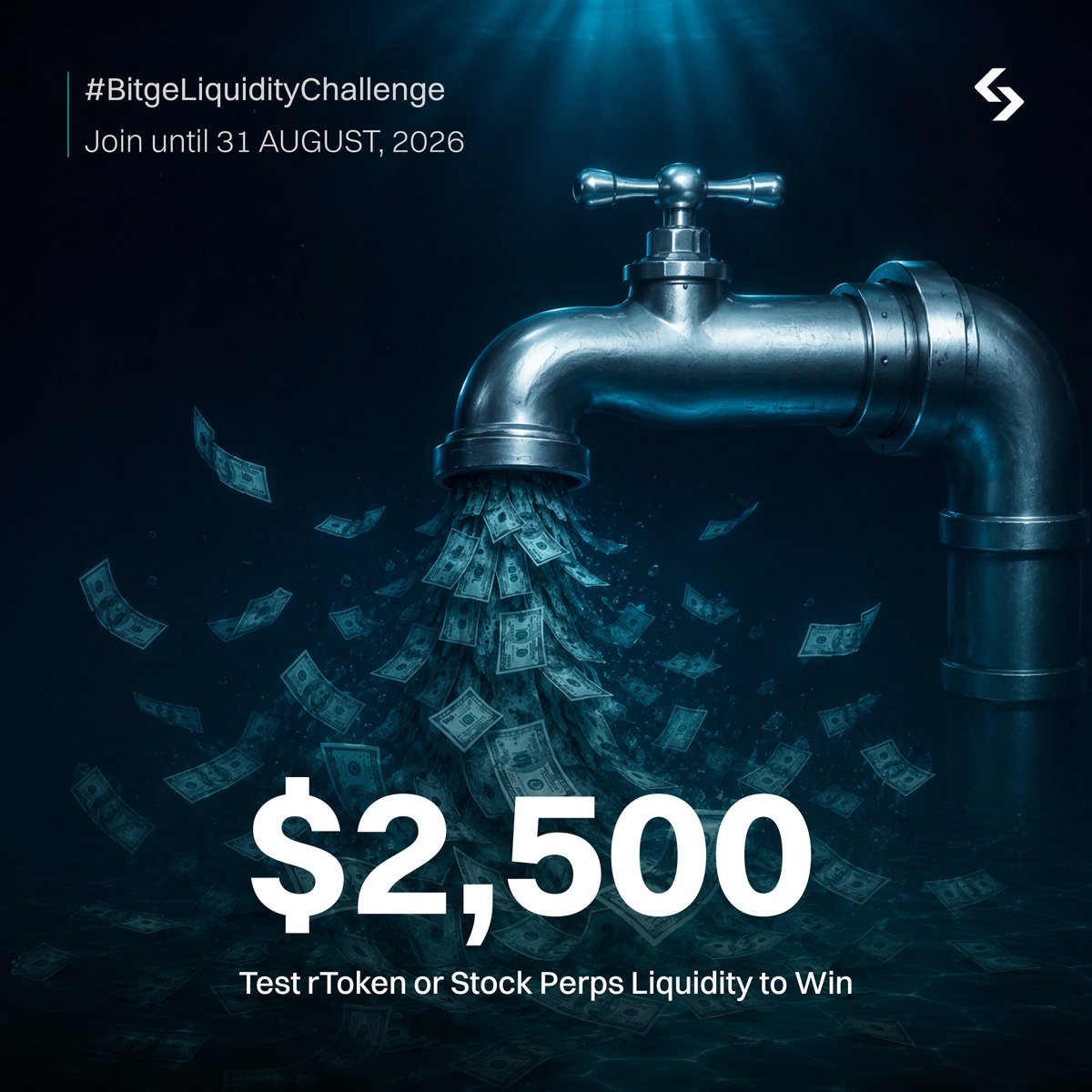 Bitget_TradFi's tweet photo. In July many of you tested and verified that rToken has the best liquidity among tokenized stocks. Guess what? Bitget stock perps also delivers the deepest liquidity in town.

But don't take our word for it.

Trade both and see for yourself. You might just find that Bitget's stock liquidity runs deeper than you think.

Join the #BitgetLiquidityChallenge for a chance to win $100 USDT each! (25 lucky winners total).

How to join 👇