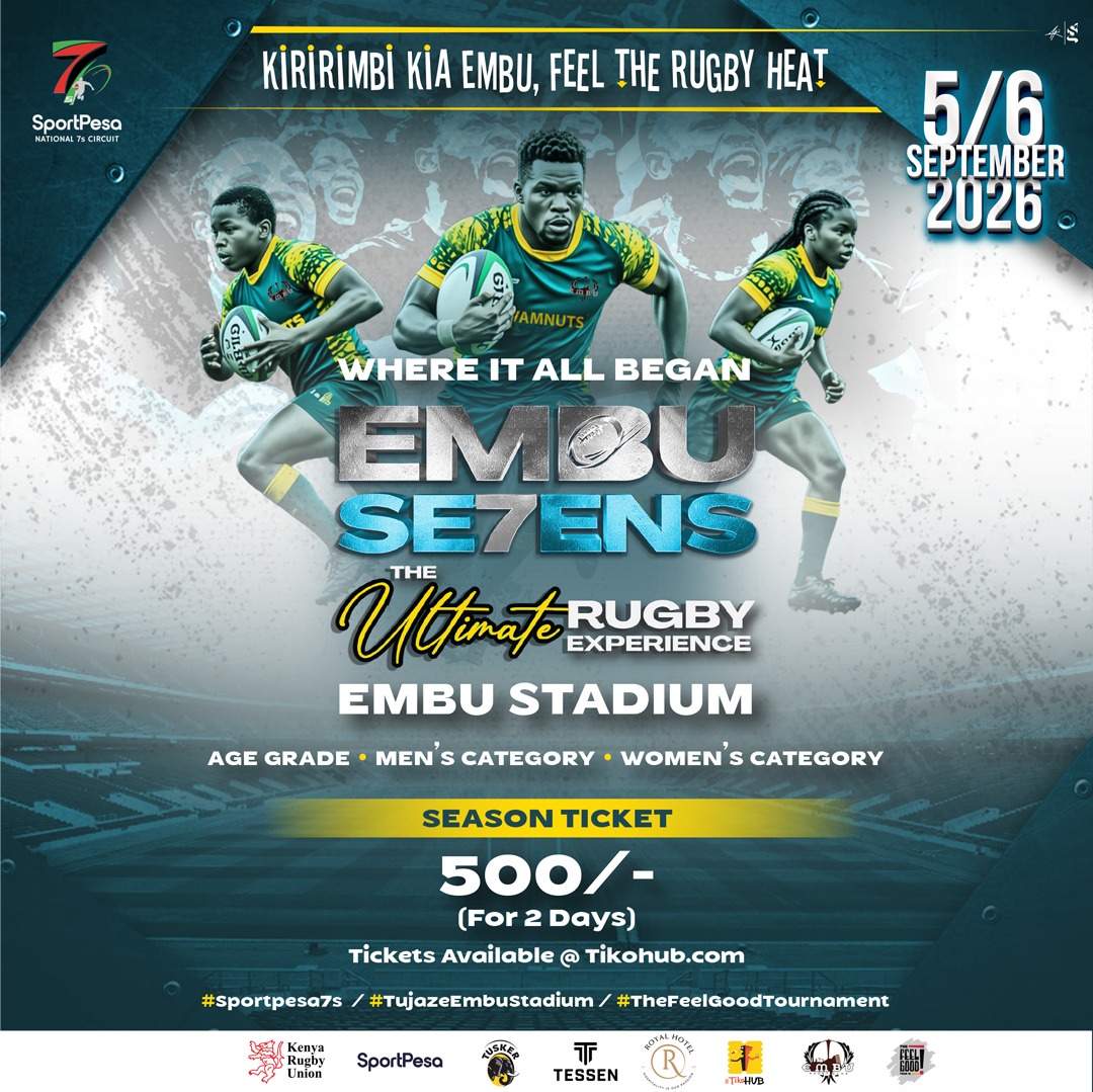 embu7s_'s tweet photo. Planning to pull up for both days of action at Embu Stadium on September 5–6? Why pay daily gate charges when you can secure the Ksh 500 Season Pass and put Ksh 100 back in your wallet? 
That’s two full days of high-octane sevens rugby, electric festival vibes, and unmissable hits for less.
🎟️Click the link in our bio to book your Season Ticket right now.
#Embu7s #SportPesa7s #RugbyKE