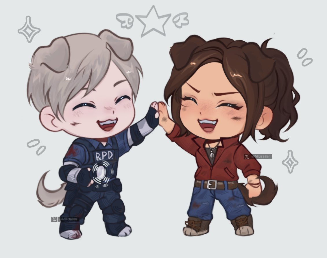 Milisaaar's tweet photo. Golden Retriever Leon &amp; German Shepherd Claire 🐶❤️#ResidentEvil #ResidentEvil2 #Cleon #ClaireRedfield #LeonKennedy https://t.co/QJRl3DWVI0