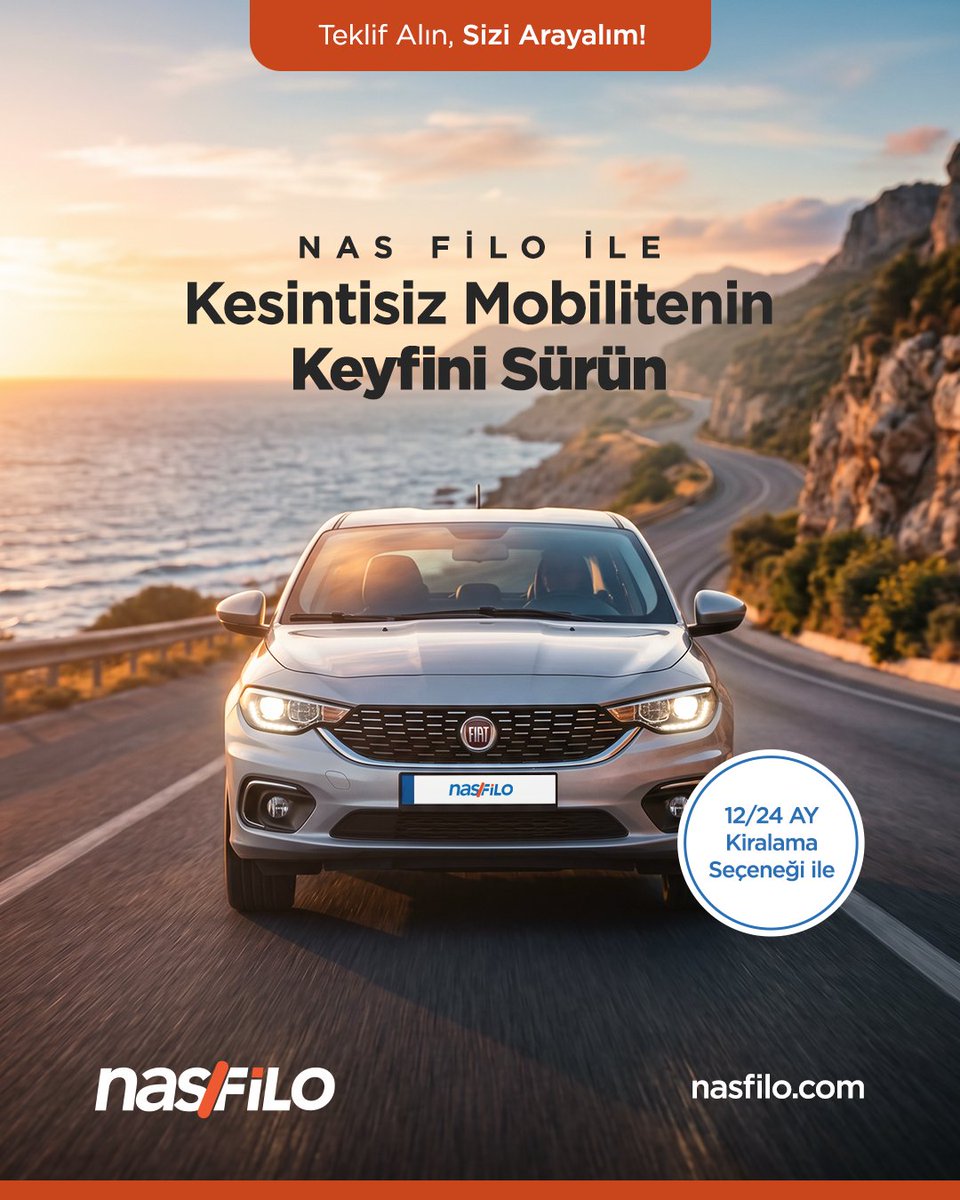 NasFilo's tweet photo. Nas Filo ile kesintisiz mobilitenin keyfini sürün! 🚗
12/24 ay kiralama seçenekleriyle yollar artık daha konforlu ve özgür.
Hemen teklif alın, avantajlı fiyatları kaçırmayın!
🌐 https://t.co/WbrkjfGxza
#NasFilo #FiloKiralama #Prestij #İşDünyası #AraçKiralama #Profesyonellik https://t.co/Y3sUqZR6hY