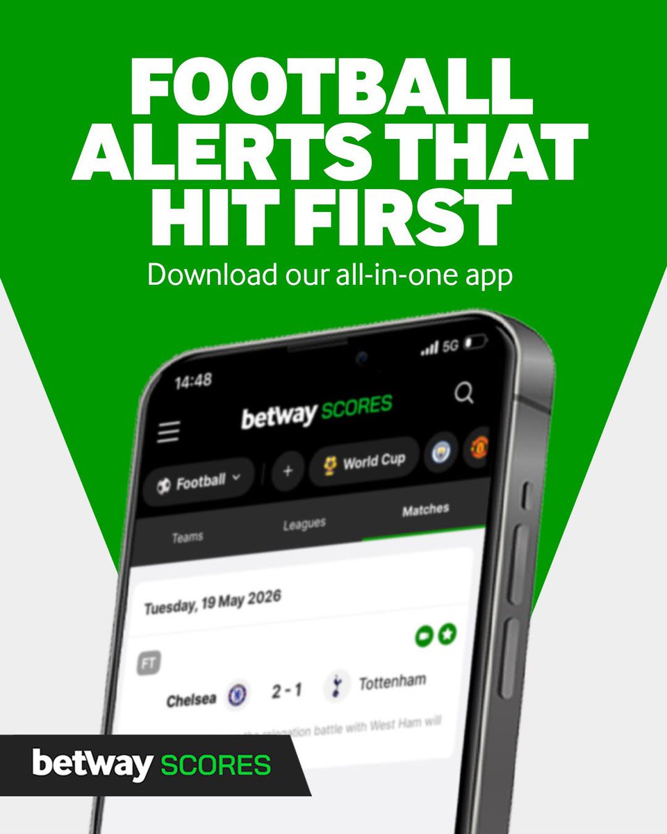 willycactus_'s tweet photo. Can’t watch every game ? Yeah met too 😭 .You don’t have to miss a thing.

Get live scores and real-time notifications for your favourite teams and leagues with the Betway Scores app.

🔗: https://t.co/RC6abPn3PW

#BetwayScores https://t.co/tSJ5bGdQZN