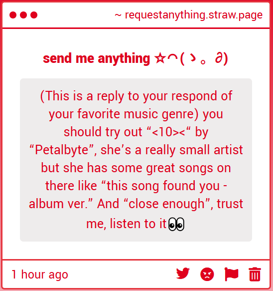 salems_alt's tweet photo. anon... you were NOT kidding when u said she's a small artist but holy shit her music is so upbeat I LOVE IT???  i am currently listening to the first album :3 https://t.co/tI1Zo1NoHx