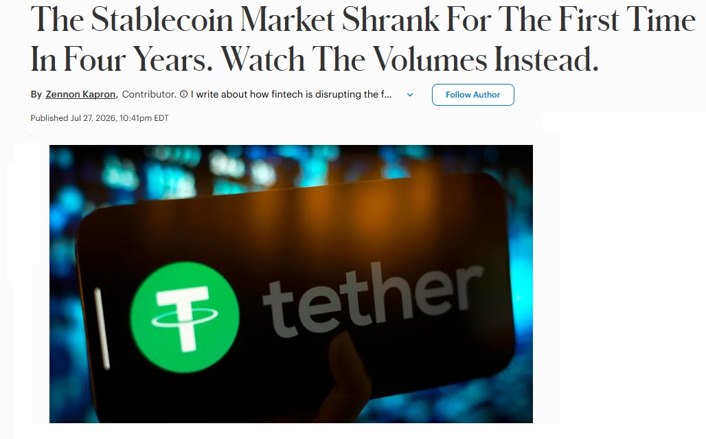 whitee_rhinoo's tweet photo. The #stablecoin #marketcap dropped $10B in June, its biggest decline since #Terra collapse, driven by #GENIUS #Act yield #bans - #capital shifted to tokenized #US #Treasuries (near $16B), while adjusted transaction volume hit an all-time record of $1.79T, up 63% from May.

#MarketUpdate #StockMarket #trading #USA #stocks #Bullish #bearish #TRUMP $Trump #America #DonaldTrump #rates #GlobalTrade #altcoin #altcoins #altseason #coin #coins #token #cryptocurrency #UnitedStates #LUNA $LUNA