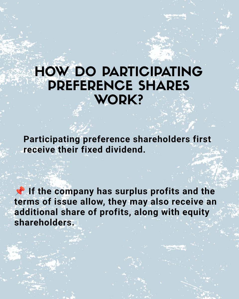 FMStockTalk's tweet photo. Discover how Participating Preference Shares offer fixed dividends plus an opportunity to share additional profits.

#ParticipatingPreferenceShares #PreferenceShares #StockMarket #Investing #CorporateFinance #CapitalMarkets #InvestorEducation #FinancialMindss https://t.co/WVkkloOzns