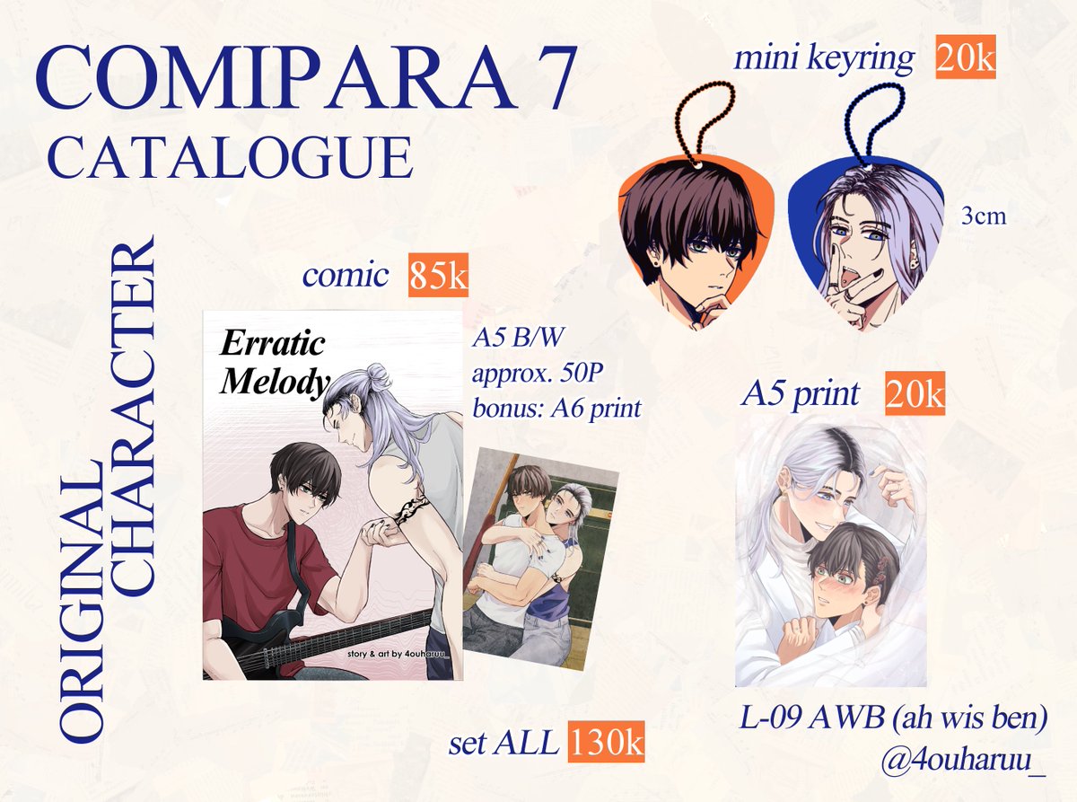 4ouharuu_'s tweet photo. ⟡ COMIPARA 7 CATALOGUE ⟡
Pre-order open (pick up only)

booth: L-09 AWB (ah wis ben)
fandom: original, Bungo Stray Dogs
periode: 28 Jul ~ 9 Aug

share appreciated🩶thank you https://t.co/Mstr9kB7Nv