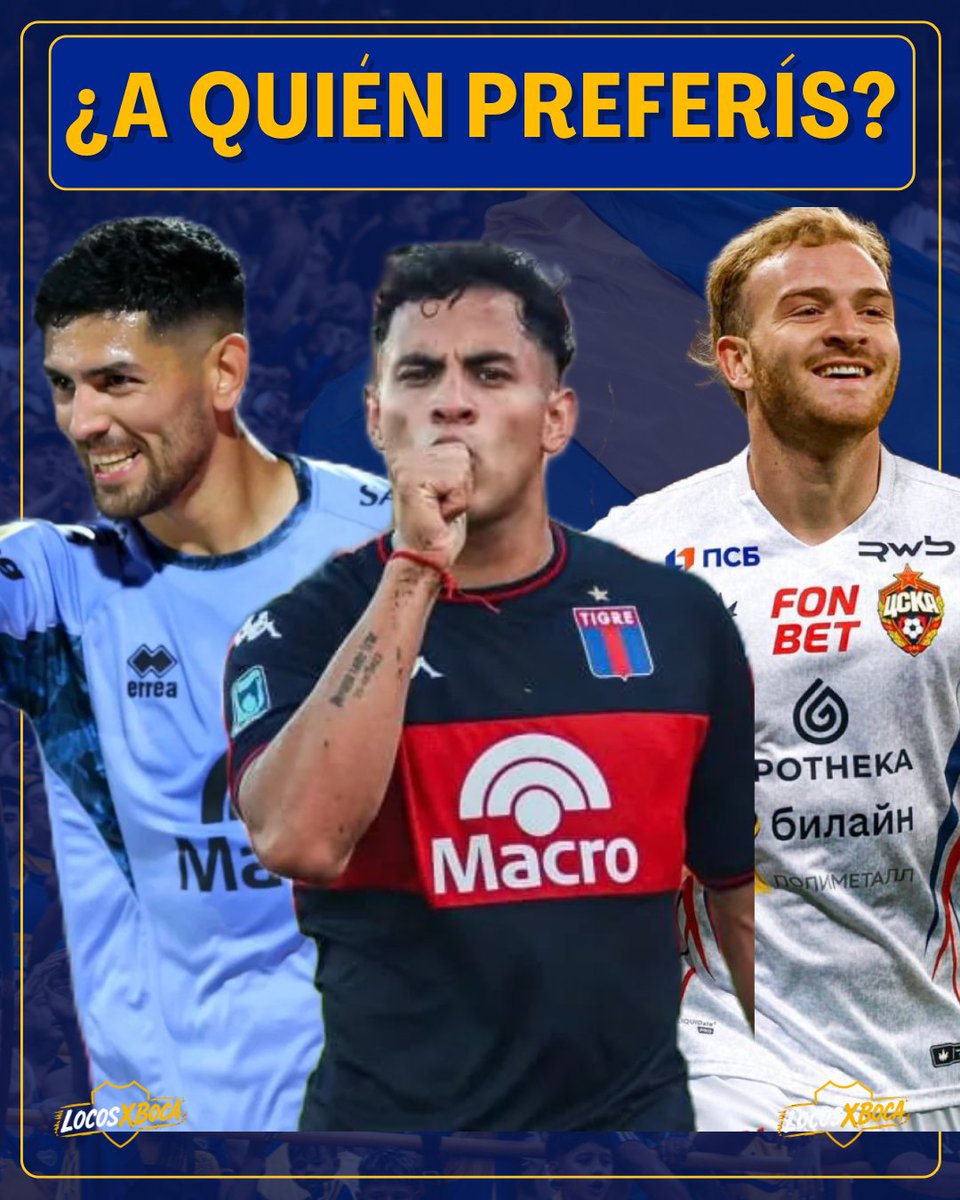 LocosxBoca's tweet photo. 🤔 ¿A QUIÉN PREFERÍS?

✅ #Boca tiene 3 alternativas para reforzar el ataque: #Passerini, #Romero y #Gondou, ¿Quién crees que sería el mejor refuerzo para el Xeneize?

👀 Habría negociaciones avanzadas por el delantero de Belgrano. https://t.co/xUcXAeRUqp