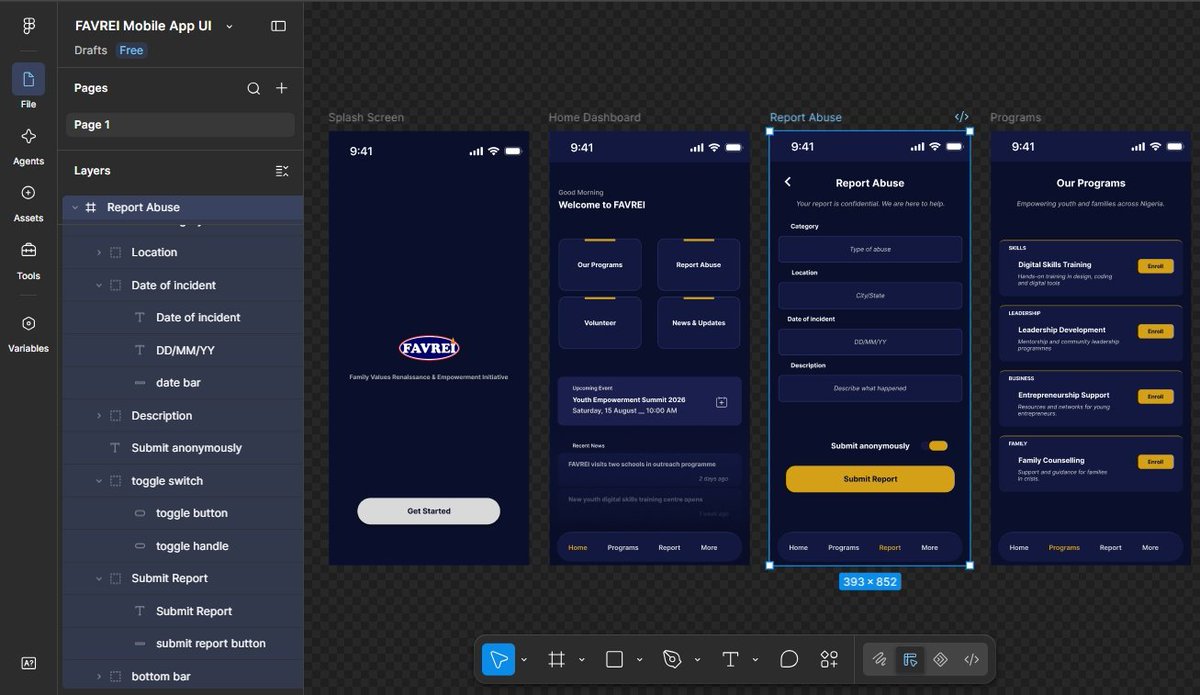 whysea_archives's tweet photo. NGO mobile app concept. 
Splash screen. Dashboard. Report Abuse. Programs.
Designed in Figma.
YuCee Studios. https://t.co/6anEd21pbk