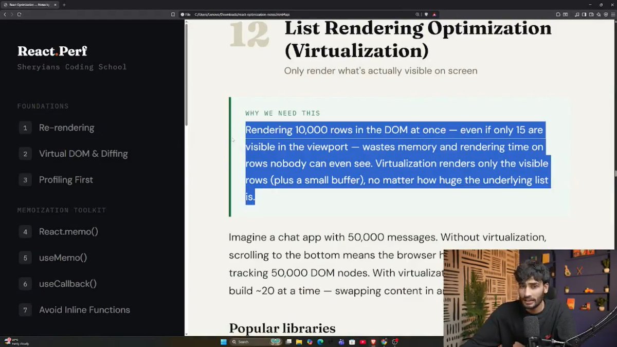 NikhilGupta6656's tweet photo. 🚀 Developer 2.0 | Day 8
Learned List Virtualization, Debouncing &amp; Throttling in React today.

Optimizing performance, one concept at a time. ⚛️

#Developer2 #Day8 #React https://t.co/NvQR5Or989