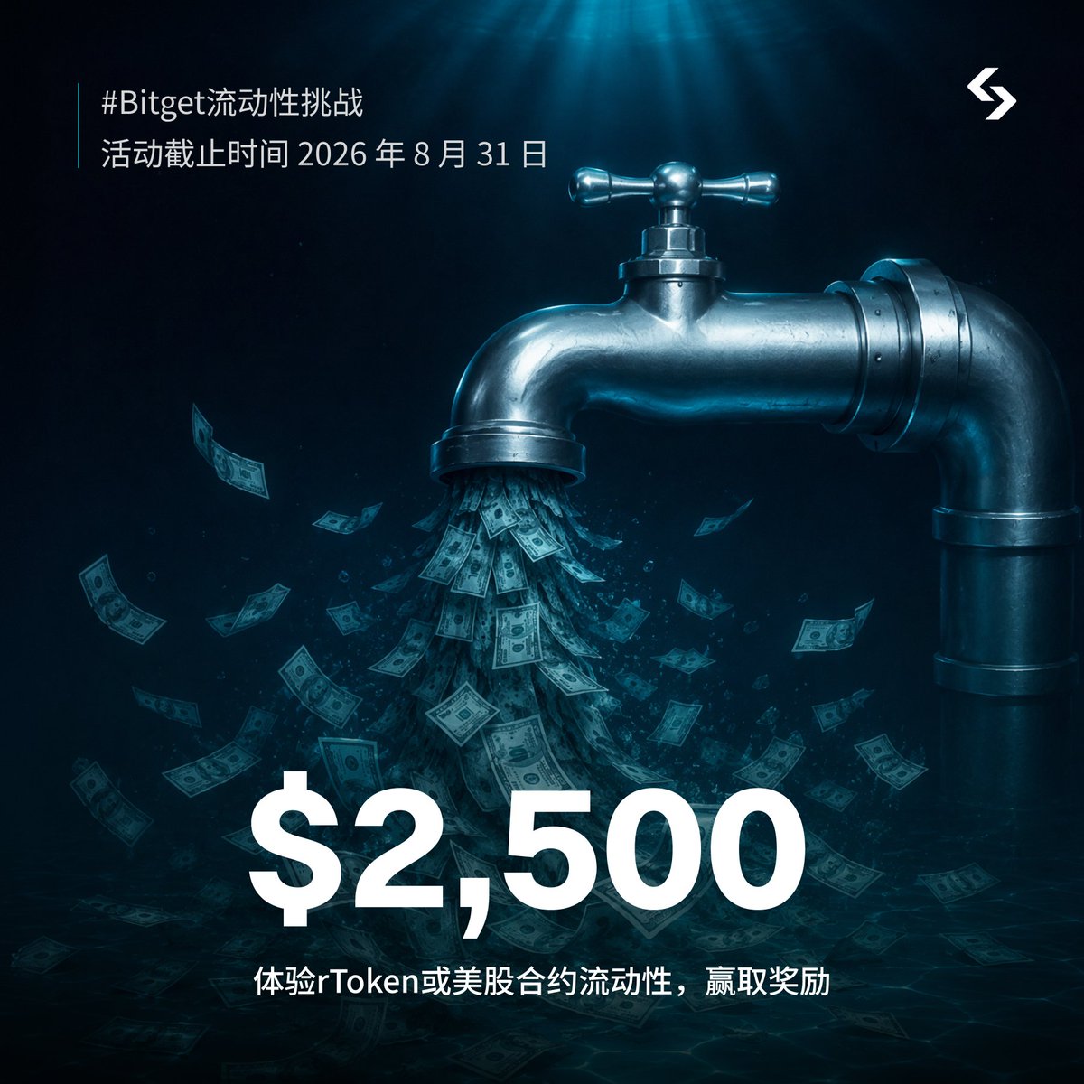 Bitget_zh's tweet photo. 很多用户已经验证过：rToken在代币化美股中拥有领先的流动性。

你猜怎么着？

Bitget 美股合约同样拥有同类产品中最棒的流动性！

但别只听我们吹，来亲自体验Bitget的两种美股产品，你会发现Bitget美股流动性远超你的想象！

参与 #Bitget流动性挑战，赢得100 USDT奖励（25位获胜者）！ https://t.co/UkZmZ5rdxI