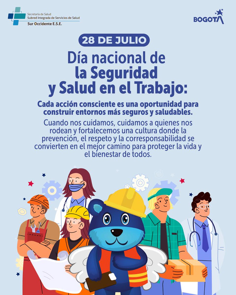SubRedSurOcci's tweet photo. #SeguridadYSaludEnElTrabajo Hoy conmemoramos el Día Nacional de la Seguridad y Salud en el Trabajo, una fecha para recordar que el cuidado comienza con cada uno de nosotros. Promover entornos laborales seguros y saludables es una responsabilidad compartida.🦺⛑️ https://t.co/Gw0x2TePyd