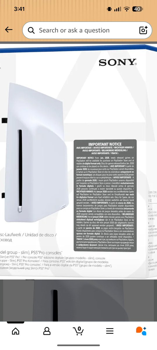 warmanlab's tweet photo. @YourAnonOne Guys now way Sony never gonna change this decision. Look at the pictures attached. The new packaging for the disc drive comes with the notice. Just stop supporting Sony and playstation by not buying their products or games digitally for atleast a year. Just hurt them https://t.co/pgkzuOysXm