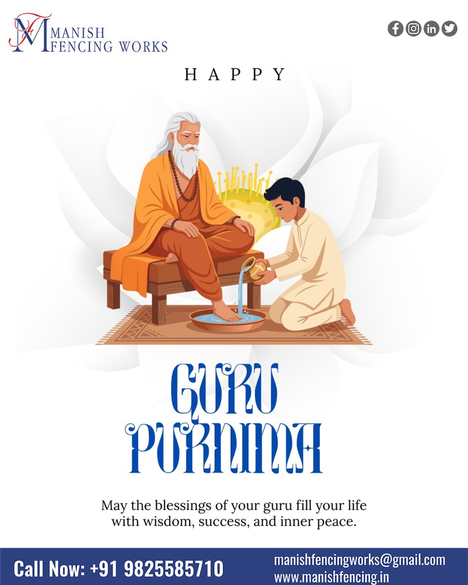 manishfencing's tweet photo. A Guru’s blessings become the foundation of wisdom, strength, and success. This Guru Purnima, let us honor the mentors who inspire, guide, and shape a brighter future. Happy Guru Purnima! 🙏✨

#ManishFencingWorks #HappyGuruPurnima #GuruBlessings #InspireToGrow #CelebrateTeachers https://t.co/uIMXbTqPDY