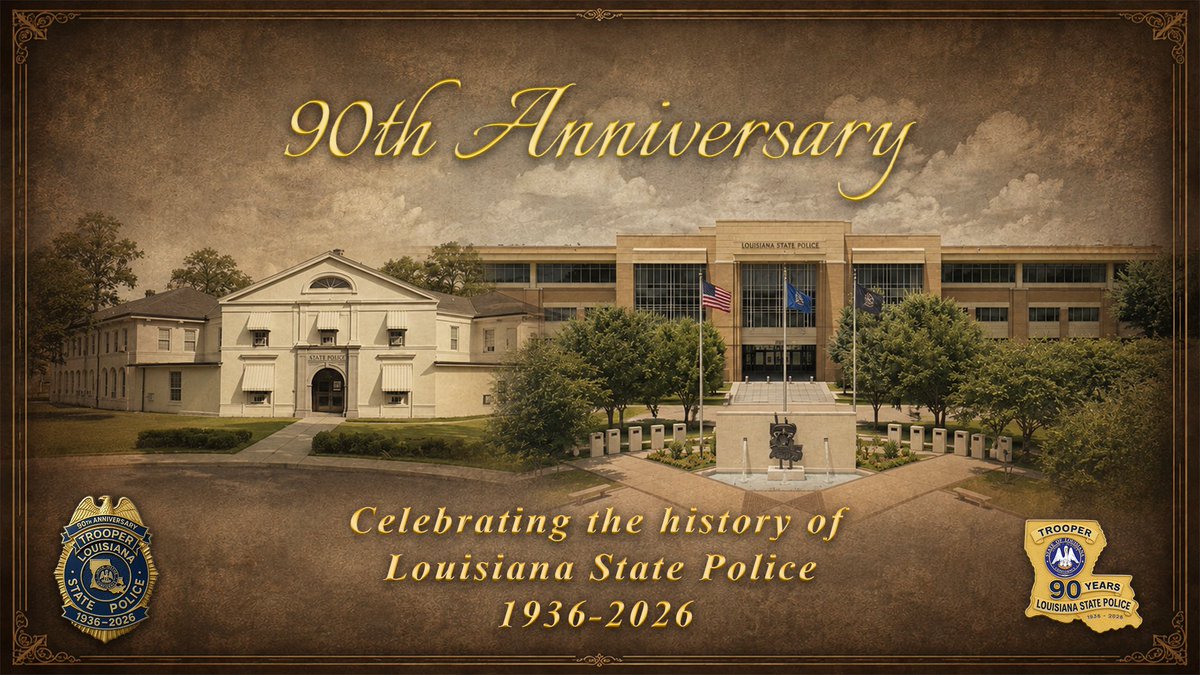 LAStatePolice's tweet photo. Today, LSP celebrates 90 years of Service, Dedication, and Tradition.

Since 1936, generations of Troopers have proudly served Louisiana, guided by the principles that define our legacy:

Courtesy. Loyalty. Service. https://t.co/bupBWZBABi