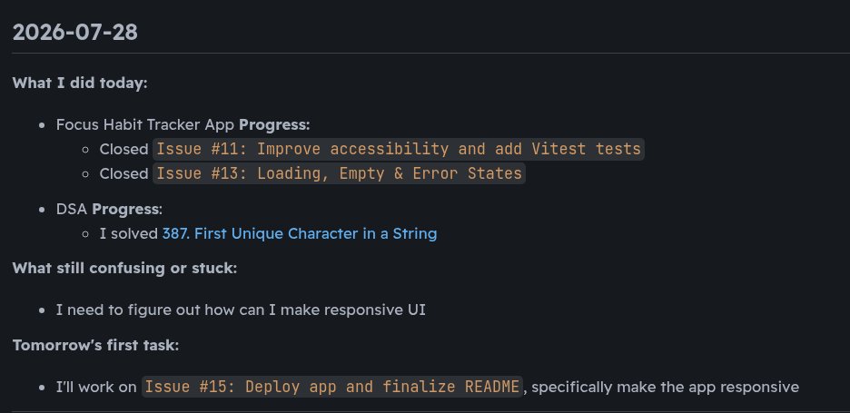 x14kernal's tweet photo. Day 8/300

Today's progress:

- Accessibility + Vitest tests done
- Loading, empty, and error states added
- Solved LeetCode #387: First Unique Character in a String

Next challenge: improving my responsive UI skills.

#buildinpublic #react #LeetCode #DSA #100DaysOfCode #webdev https://t.co/KJ7UAIpewZ