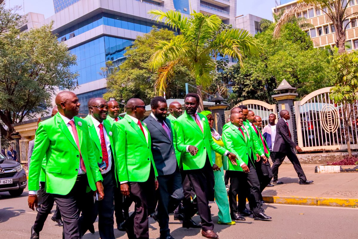 WakiliEdward's tweet photo. Green is the new wave 💚💚.   Bold entry into the parliament rocking DCP neon green suits for the swearing in of our first DCP MP for Ol'Kalou Hon Sammy Douglas Kamau Waweru.
#Gatangamp https://t.co/0ws4B1bzoz