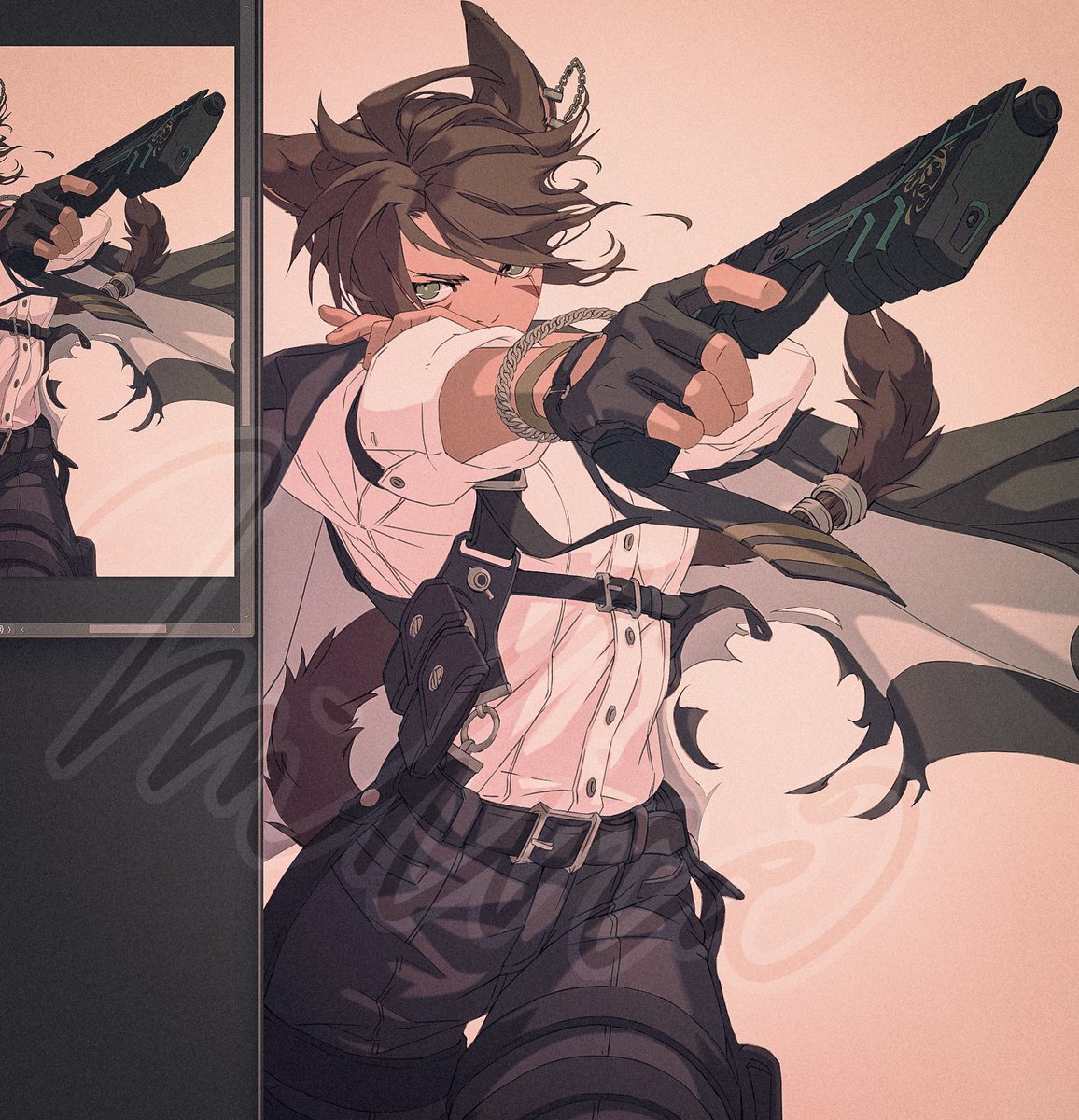 Mihira_Fanfic's tweet photo. Skeb WIP
マスキング+影入れ了

装備品や得物はこちらでデザイン起こしつつ https://t.co/Z40Yb0qdQC