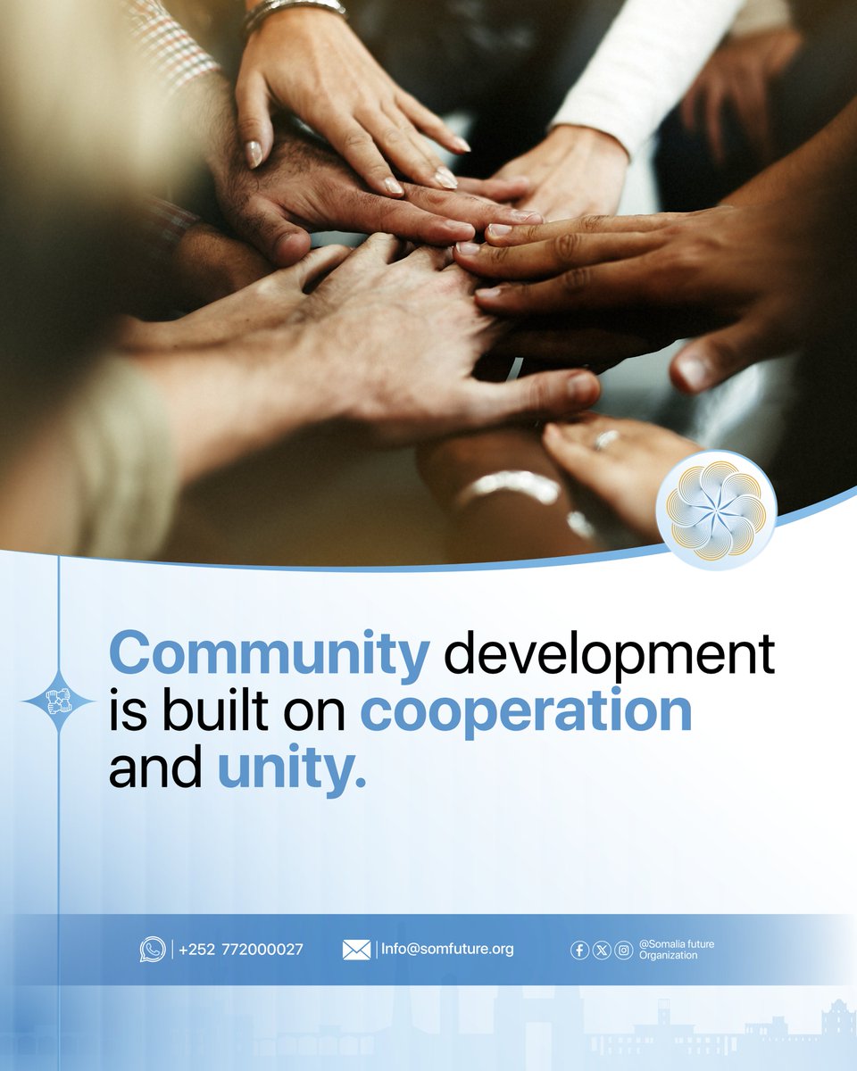 Som_Future's tweet photo. Community development is built on cooperation and unity. When we bring together our ideas, strengths, and efforts, we build stronger communities and create a sustainable future.

Unity is the foundation of progress.
#CommunityDevelopment #CommunityEmpowerment #Unity https://t.co/6pg5KmUnVH
