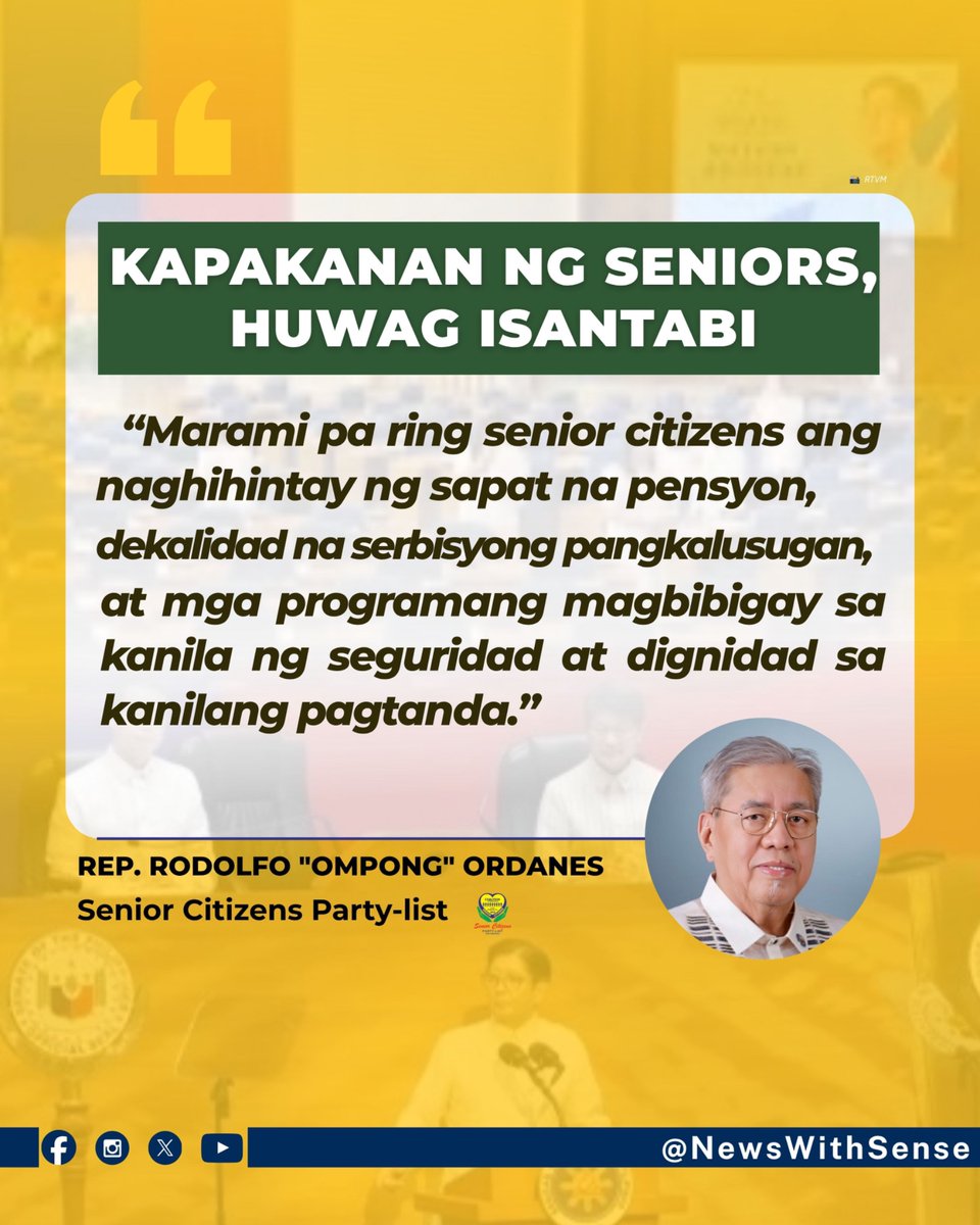 NewsWithSense's tweet photo. 𝐃𝐈𝐒𝐌𝐀𝐘𝐀𝐃𝐎 | 𝐒𝐄𝐍𝐈𝐎𝐑𝐒 𝐃𝐄𝐒𝐄𝐑𝐕𝐄 𝐀 𝐂𝐋𝐄𝐀𝐑 𝐏𝐋𝐀𝐂𝐄 𝐈𝐍 𝐓𝐇𝐄 𝐍𝐀𝐓𝐈𝐎𝐍𝐀𝐋 𝐀𝐆𝐄𝐍𝐃𝐀
 
𝐁𝐘 𝐑𝐄𝐏. 𝐑𝐎𝐃𝐎𝐋𝐅𝐎 “𝐎𝐌𝐏𝐎𝐍𝐆” 𝐎𝐑𝐃𝐀𝐍𝐄𝐒 | 𝐒𝐄𝐍𝐈𝐎𝐑 𝐂𝐈𝐓𝐈𝐙𝐄𝐍𝐒 𝐏𝐚𝐫𝐭𝐲-𝐥𝐢𝐬𝐭

https://t.co/hAxwfrK50q? https://t.co/lghQtTZYFN