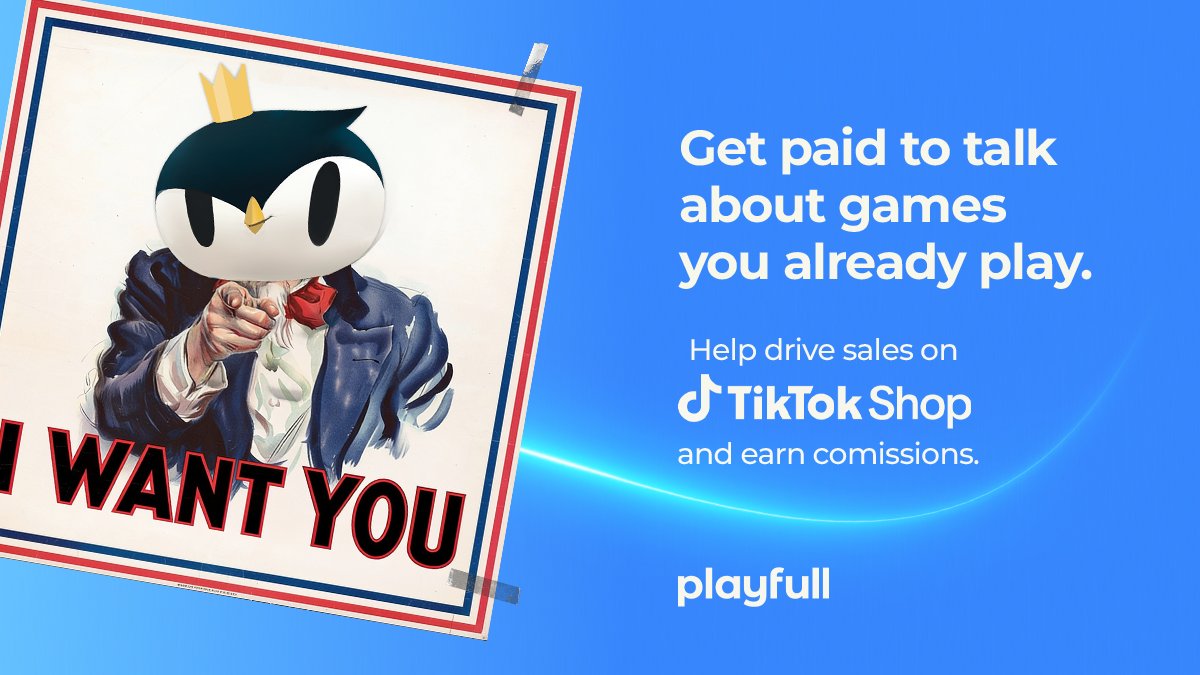 playfull's tweet photo. 🚨 HUGE OPPORTUNITY 🚨

Calling all US-based TikTok creators with 1K+ followers, join our affiliate program! 

Here's the deal: 
🎮Make content for games on our shop 
🔗Drop your link in the video 
💰And earn a share of every sale that comes through it

The more you post, the more chances to earn 📈🔥