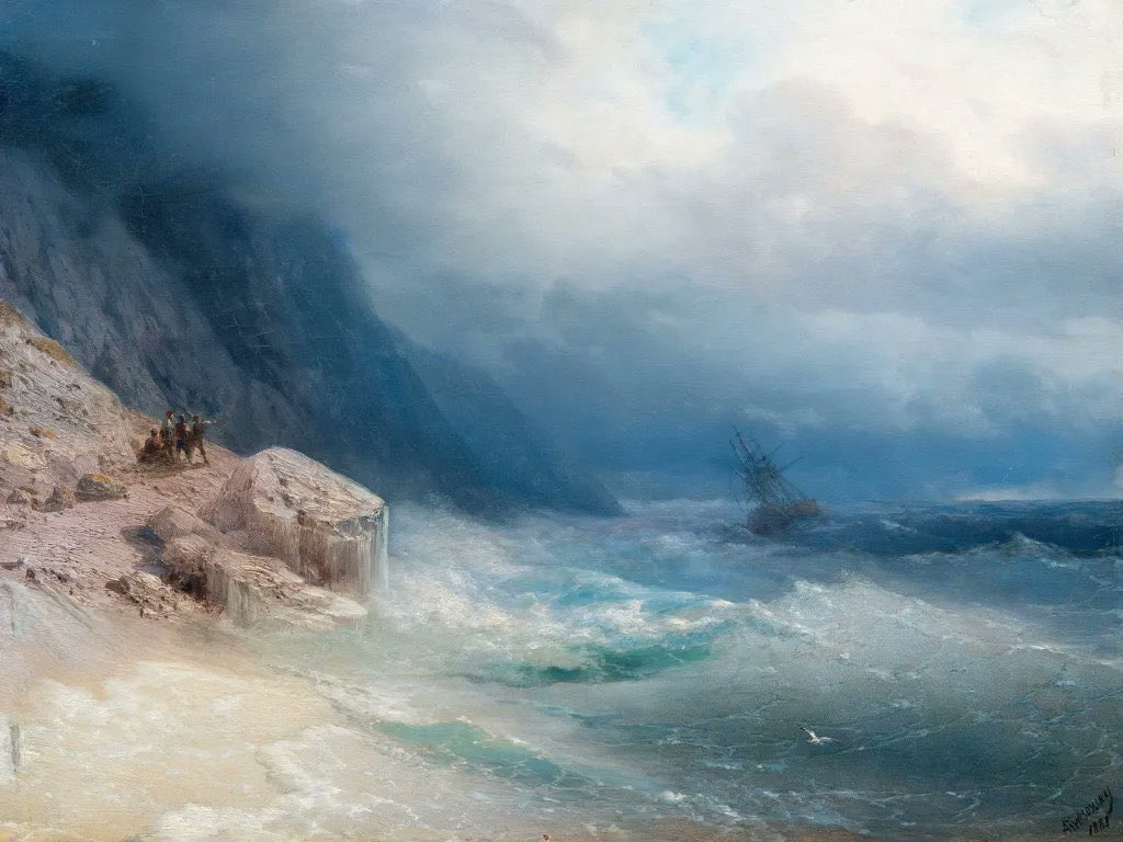 22hrr22min's tweet photo. storm at sea by ivan aivazovsky (russian, 1881) https://t.co/0UGML26q4B