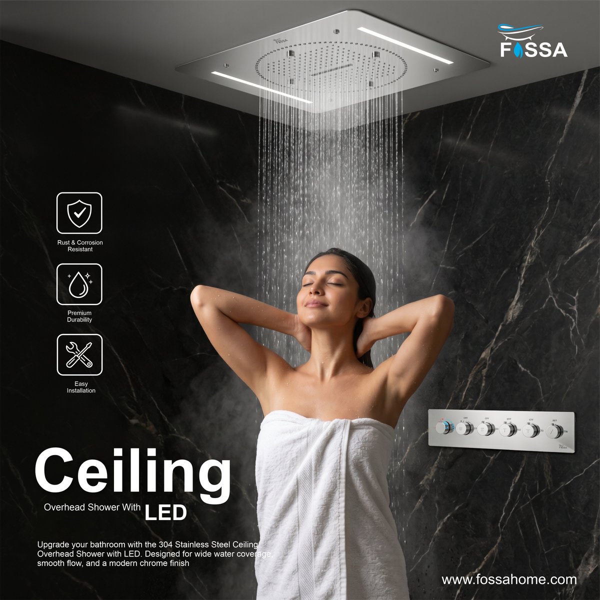fossahome's tweet photo. Upgrade your bathroom with the perfect pair from Fossa—a Ceiling LED Rain Shower and Concealed Diverter. Premium 304 stainless steel, elegant silver finish, smooth water control, and a true spa-like experience.
#Fossa #CeilingShower #LEDShower #ConcealedDiverter #LuxuryBathroom https://t.co/D4ly15CVGG