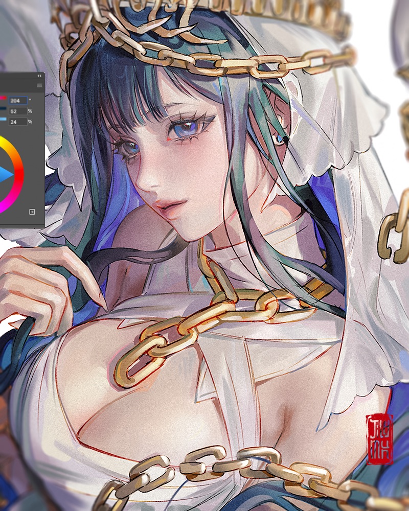 MunJilly's tweet photo. Goddess Kronii wip #kronillust https://t.co/yCG3bsUGQo