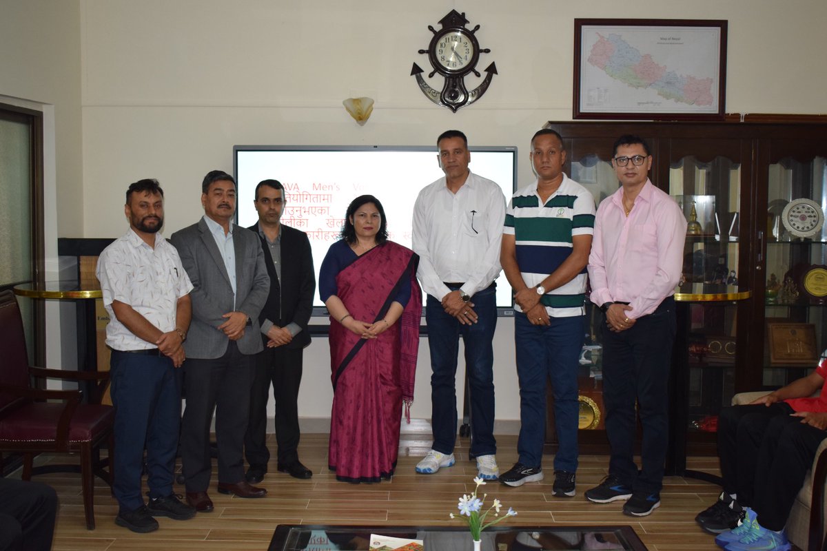 NepEmbIsb's tweet photo. The Embassy was pleased to welcome the National Men's Volleyball Team at the chancery today. The team is in Islamabad to participate in the CAVA Men's Volleyball Championship 2026. https://t.co/IhvcpSnYCc