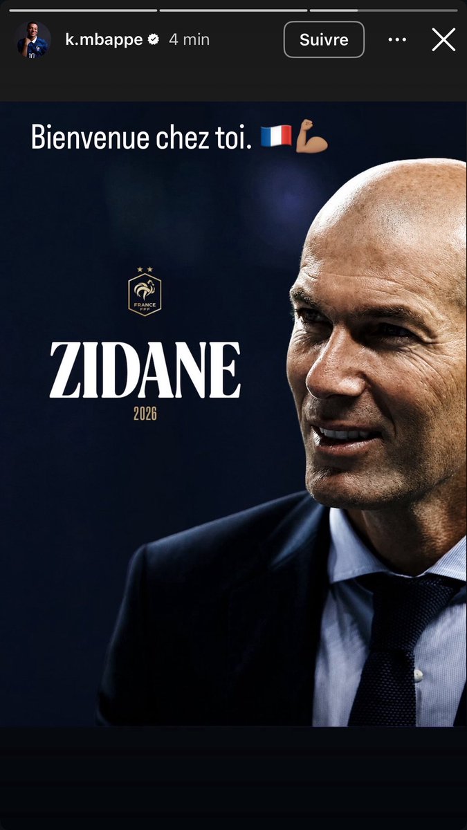 ActuFoot_'s tweet photo. « BIENVENUE CHEZ TOI. 🇫🇷💪 »

Kylian Mbappé 🇫🇷 souhaite la bienvenue à Zinedine Zidane 🇫🇷, après sa nomination à la tête des Bleus. 🤝

📲 IG https://t.co/LnbzEc6u3Y