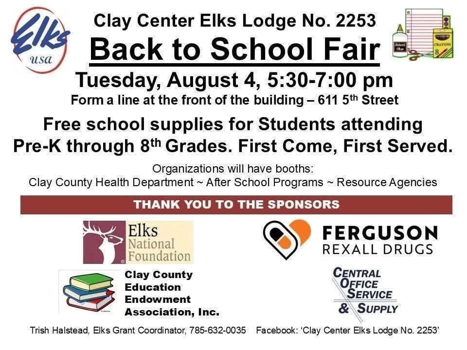 usd379's tweet photo. We are always grateful for The Clay Center Elk's Back to School Fair and the FREE resources it provides our kids! #Celebrate379 https://t.co/UjYbv1xY2R