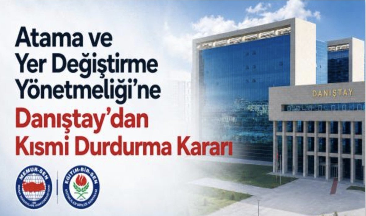 sdaolgun's tweet photo. Eğitim-Bir-Sen (EBS) tarafından Öğretmen Atama ve Yer Değiştirme Yönetmeliği’ne “yürütmeyi durdurma”talebiyle açılan davada Danıştay  kısmi durdurma kararı verdi
https://t.co/L04tmh1re5 https://t.co/Ee61AHe82X