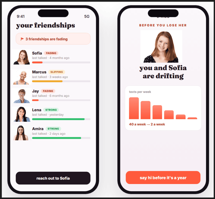 appstoretracker's tweet photo. $100K MRR APP IDEA:

FOMO for friendships

an app that reads your texts and tells you which friendships are dying https://t.co/b7oDGgYkxE