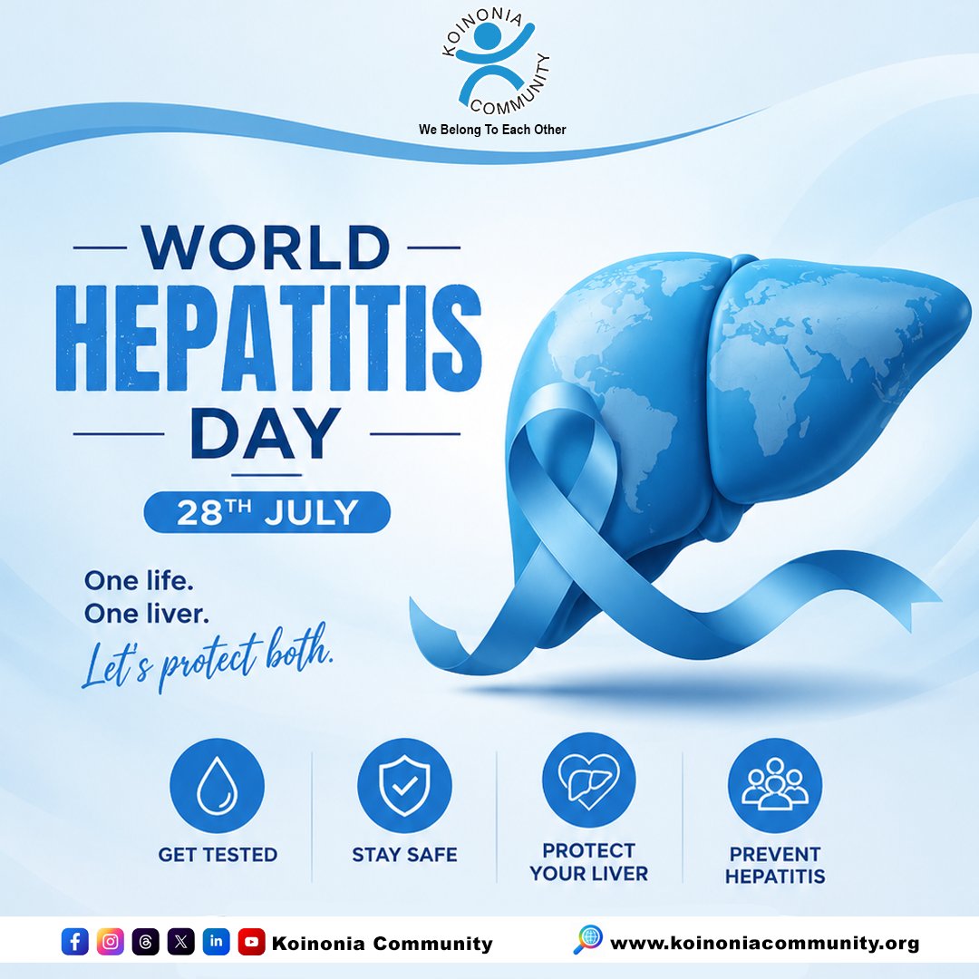Koinocommunity's tweet photo. #WorldHepatitisDay reminds us that it's preventable, treatable, and curable, it often develops without symptoms, early testing and vaccination can save lives. #LetsBreak the barriers of stigma, cost and access and work towards a hepatitis-free future. 
 
#KoinoniaCommunity https://t.co/ww34WTGCG5