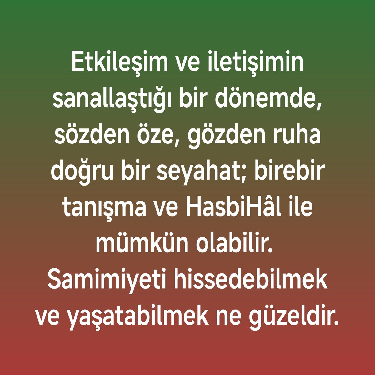 dreminsert's tweet photo. #Etkileşim ve iletişimin sanallaştığı bir dönemde, sözden öze, gözden ruha doğru bir #seyahat; birebir tanışma ve HasbiHâl ile mümkün olabilir. 
Samimiyeti #hissedeBilmek ve #yaşataBilmek ne güzeldir. https://t.co/K3Gq003Ard