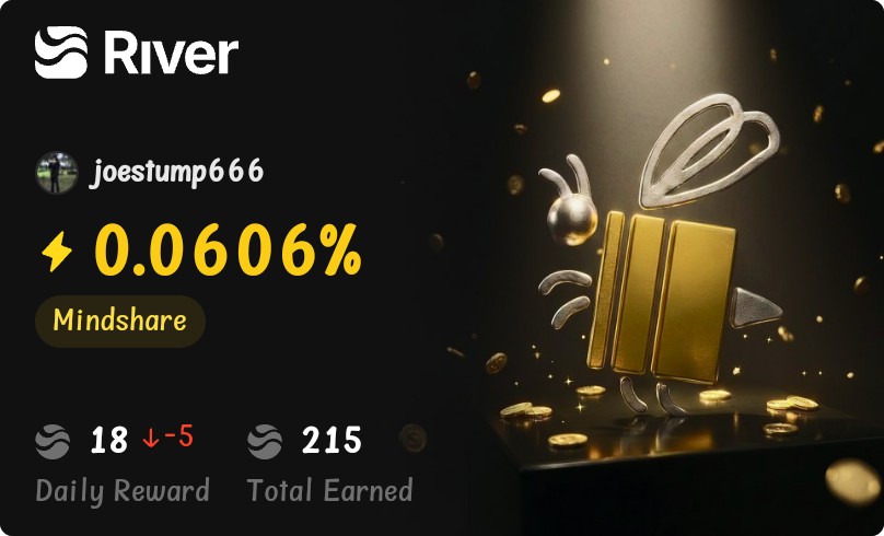 joestump666's tweet photo. Boosting my mindshare and earning rewards on @River4Fun 
I'm pushing hard on River and the numbers are starting to move!
Rewards keep coming, mindshare is increasing slowly but surely.
This is just the beginning.
River season is heating up.
Don't miss out.
#River #Mindshare https://t.co/b6UGzws6bB