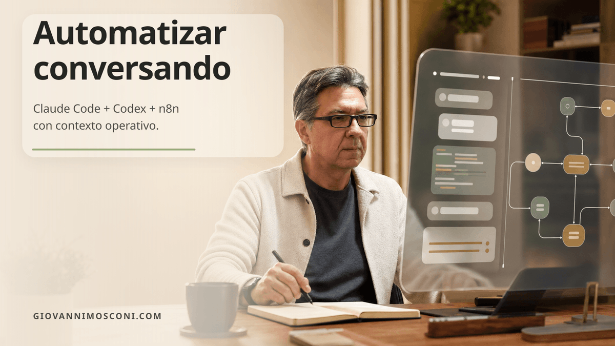 gmosconi's tweet photo. Crear automatizaciones con n8n ya no parte solo conectando nodos.

Con Claude Code o Codex puedes conversar el proceso antes:

datos,
reglas,
excepciones,
errores,
notificaciones,
límites.

n8n ejecuta.

Pero el agente ayuda a diseñar mejor el workflow. https://t.co/Fv430CbnlZ