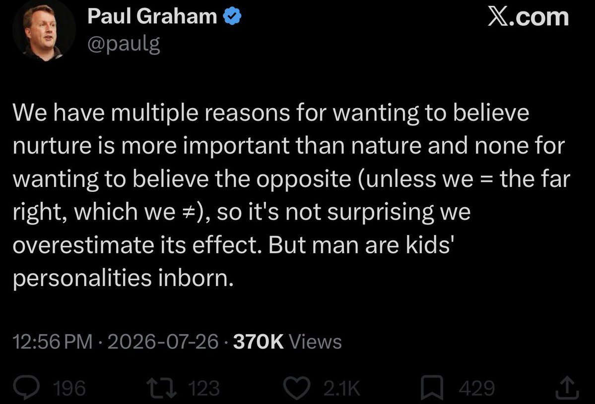 jeremykauffman's tweet photo. It's difficult to learn about how much genetics drives human behavior and not be pretty right-wing.

This is why so much effort is made to restrict the study of genetics, and why those on the left who can perceive the truth experience such cognitive dissonance. https://t.co/xrLdJ0uNGa