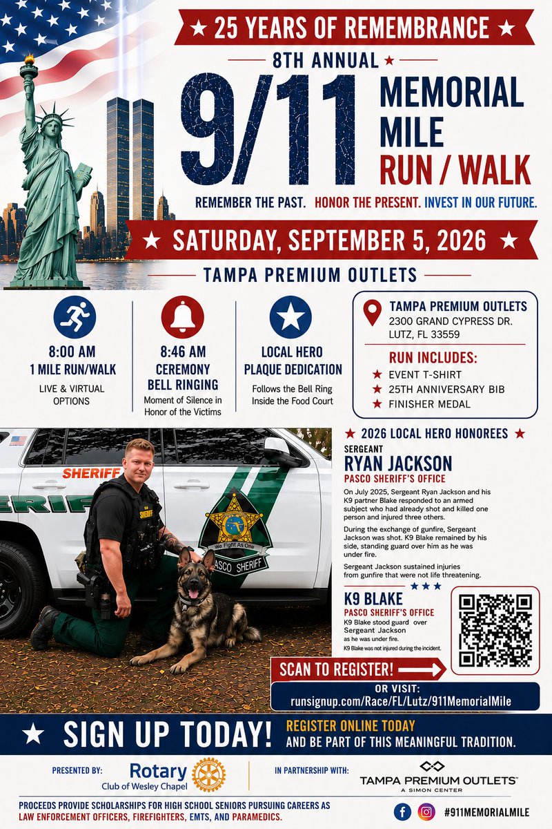 PascoSheriff's tweet photo. Pasco Sheriff's Office is sharing this event on behalf of the Rotary Club of Wesley Chapel. Honored as this year's local hero is our very own Sergeant Ryan Jackson! https://t.co/F5hd8c98Tp