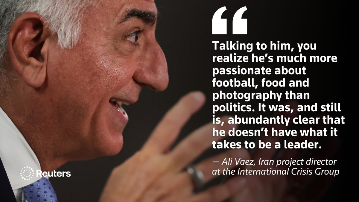 Reuters's tweet photo. Ali Vaez, Iran project director at the International Crisis Group, a conflict-prevention organization, said that after meeting Reza Pahlavi 15 years ago, he concluded he lacked the appetite for the political rough-and-tumble needed to lead change in Iran, and nothing since has changed his view. But Pahlavi told Reuters, ‘I'm enjoying a lot of support across the board, inside and outside of Iran’ https://t.co/JJiiauR2YA