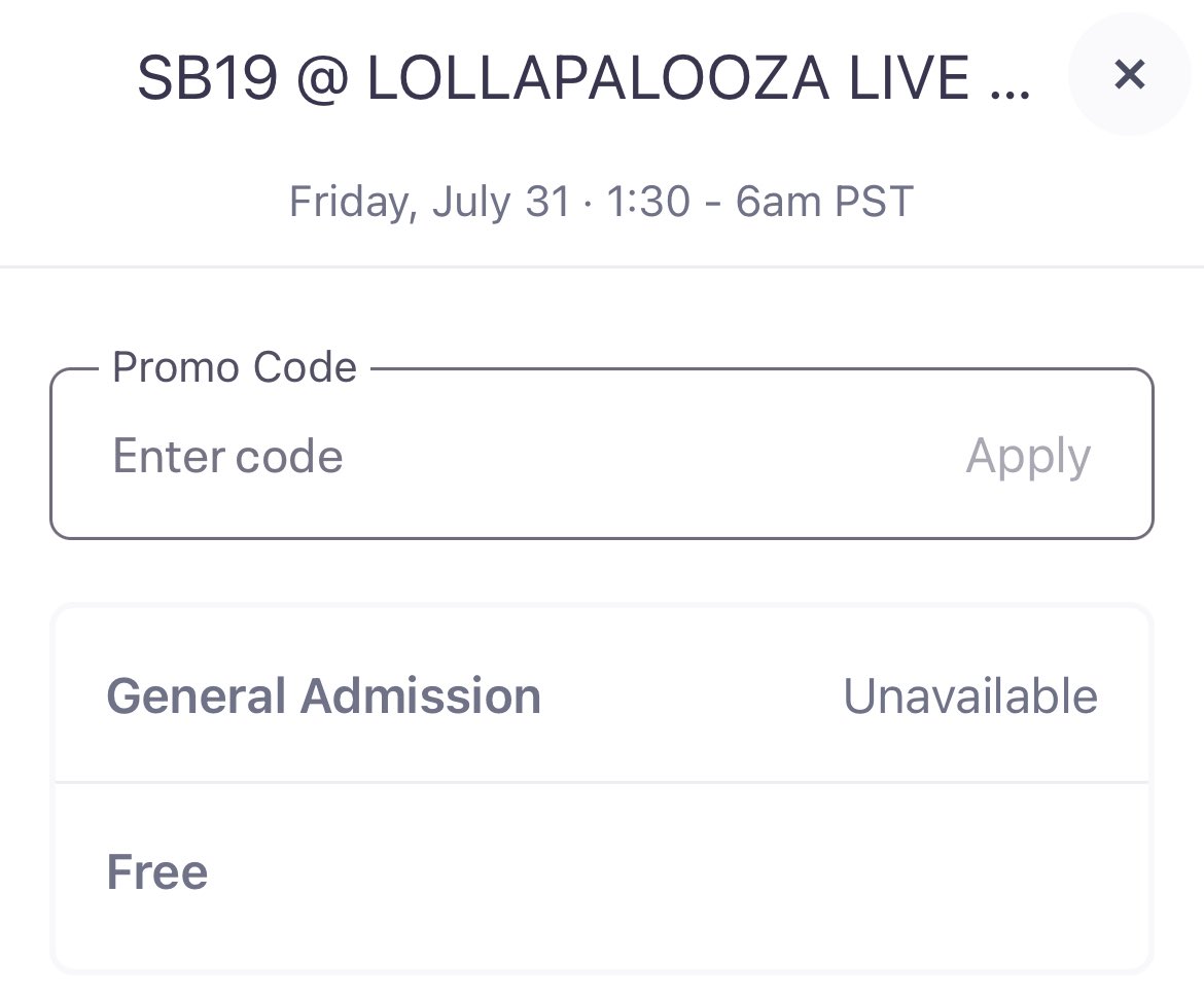 SBretmanStone's tweet photo. JUST IN: Only 34 minutes after the official announcement, tickets for SB19’s Lollapalooza watch party are already UNAVAILABLE, as excitement continues to soar and demand exceeds expectations.

SB19 LOLLA FIESTA SA LUNETA
@SB19Official #SB19 
#UySB19 #SB19xDOT
#DiscoverMoreToLove 
#LoveThePhilippines
#SB19xDOTLollapaloozaWatchParty