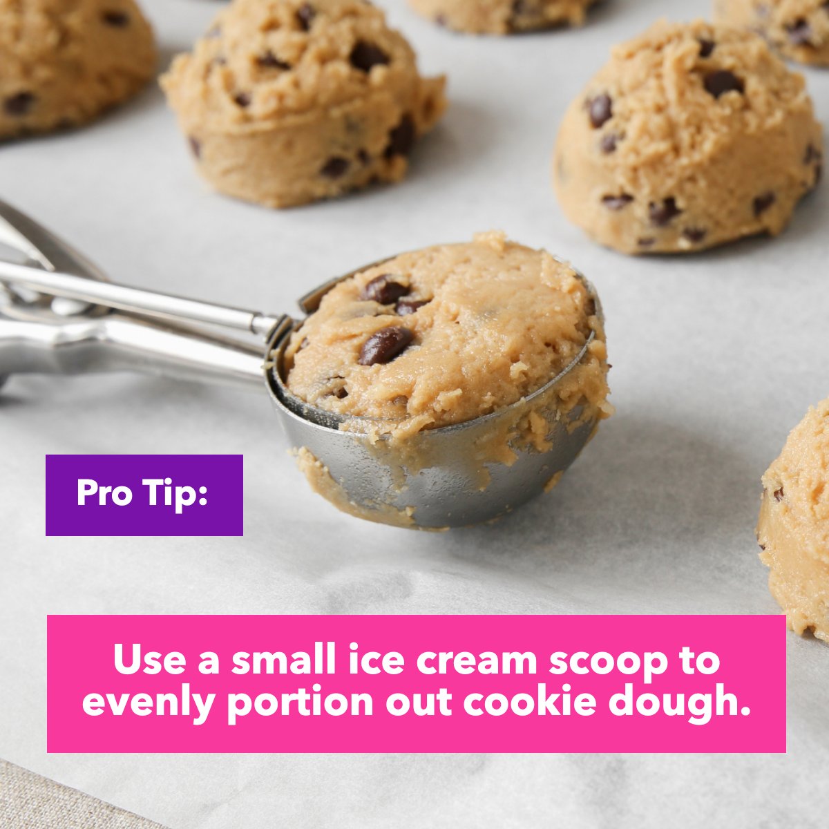 JMeierWestplex's tweet photo. Ready for a baking tip?

Use a small ice cream scoop to portion cookie dough like a pro! 😉

What's your favorite #bakinghack? Share below!

#bakingtips #baking #cookies #kitchenhacks #kitchen #cookiedough https://t.co/qcM7TqZufv