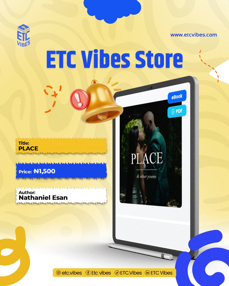 etcvibes's tweet photo. Check out “PLACE” on ETC Vibes Store!

💰 Only ₦1,500
✨ Quality e-material

🔗 Get it here: https://t.co/96zvGysm52

#etcvibes #ebook https://t.co/EuXq2rZ3dc