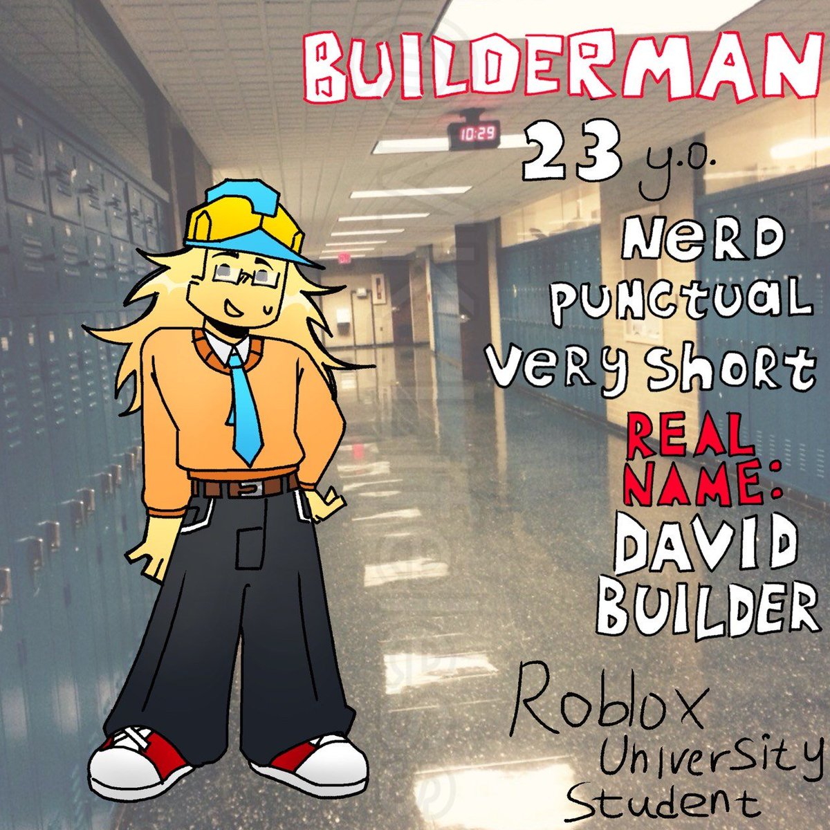 MK_Lifeless's tweet photo. Builderdoom college au! Quite old drawing. It wasn't meant to be serious so it's kinda funny, lol. #Builderdoom #Builderman #Doombringer #Roblox Doom's outfit is based of his old avatar. https://t.co/kryyqtSeax