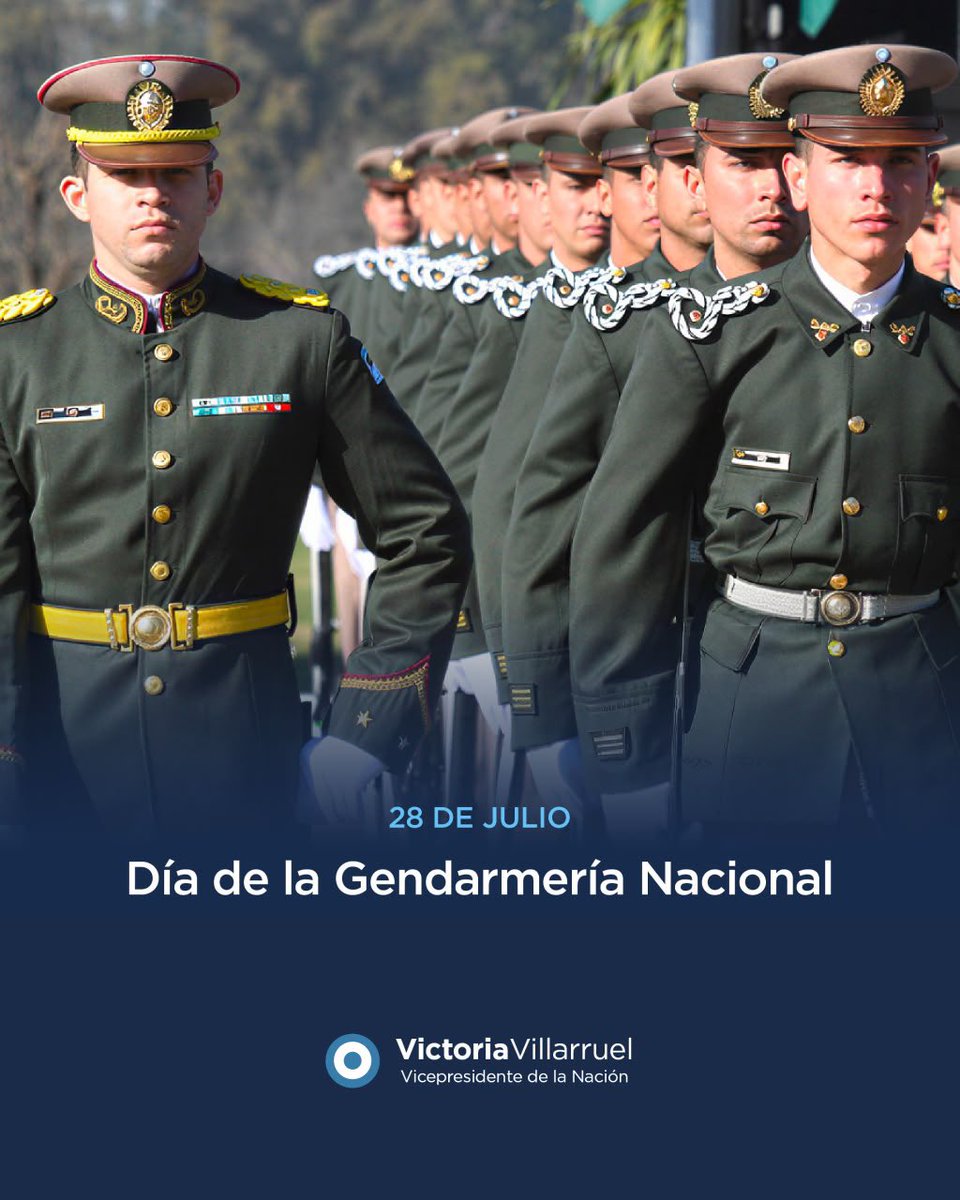 VickyVillarruel's tweet photo. ￼
La Gendarmería Nacional Argentina nació para custodiar nuestras fronteras y afirmar la presencia de la Nación en los lugares donde la distancia, el clima y las dificultades ponen a prueba la voluntad humana.

Desde hace décadas, generaciones de gendarmes han servido a la Patria en cada rincón del territorio nacional. En pasos fronterizos, rutas, montañas, ríos y parajes alejados, han cumplido la misión de proteger nuestra soberanía, hacer cumplir la ley y brindar seguridad a los argentinos.

La historia de la Gendarmería está unida a la historia de nuestras fronteras. Cuando la Argentina necesitó presencia, hubo hombres y mujeres dispuestos a asumir esa gran responsabilidad con entrega y vocación de servicio.

También hubo gendarmes que combatieron por la Patria. En la Guerra de Malvinas, integrantes del Escuadrón Alacrán y de otras unidades demostraron su valor en defensa de nuestros derechos soberanos, dejando una página de honor que forma parte de la memoria nacional.

En este día quiero expresar mi reconocimiento a quienes integran esta Fuerza de Seguridad, a los retirados que dedicaron su vida al servicio de la Nación y a las familias que acompañan esa entrega cotidiana.

Una frontera cuidada, una ley respetada y una Nación presente en todo su territorio también son fruto del trabajo silencioso de la Gendarmería Nacional.

¡Feliz Día Centinelas de la Patria!