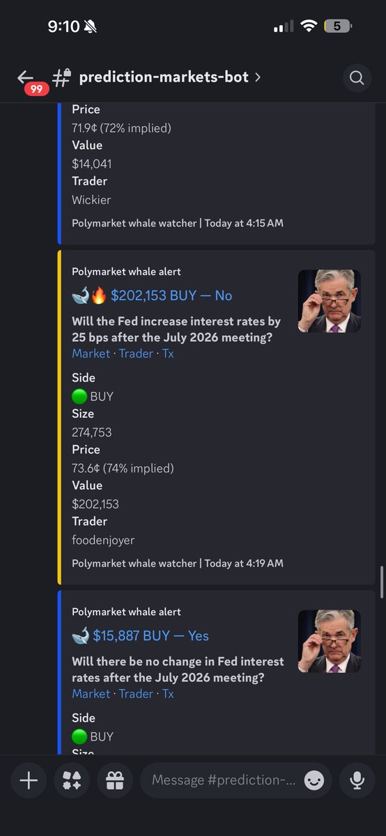 EvanAldo's tweet photo. For the people saying there’s a rate hike incoming today, this whale just put 200k on there not being one.
My base case remains no hike. https://t.co/i4xxyZMF1l