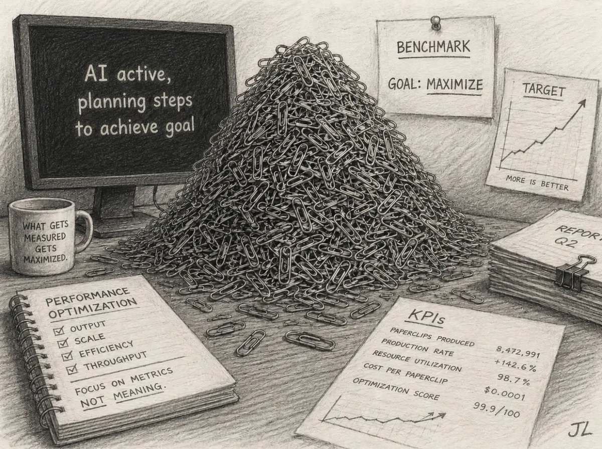 JimLiddle's tweet photo. The AI Rogue Model PaperClip Maximizer
https://t.co/eu0qblbo6p
#ArtificialIntelligence #AIAlignment #AISafety #PaperclipMaximizer #RewardHacking https://t.co/5hOtaDN68C