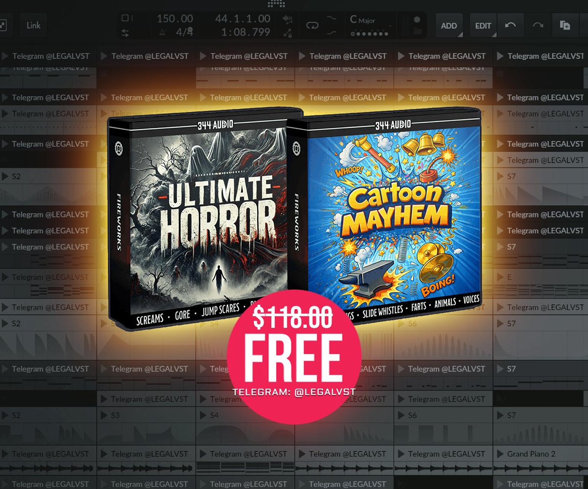 LEGAL_VST's tweet photo. Cartoon & Horror FX by 344 SFX 🎨
8.38GB sound design bundle, 192kHz WAV, UCS metadata, cartoon + horror sounds, monster vocals, atmospheres
🎁 FREE (reg. $118) until 30 July
🔗 https://t.co/xYSUEnU7Kg
#freeplugin #sounddesign #cartoonfx #horrorfx #sfxlibs #audioproduction https://t.co/zxh9sTpz27