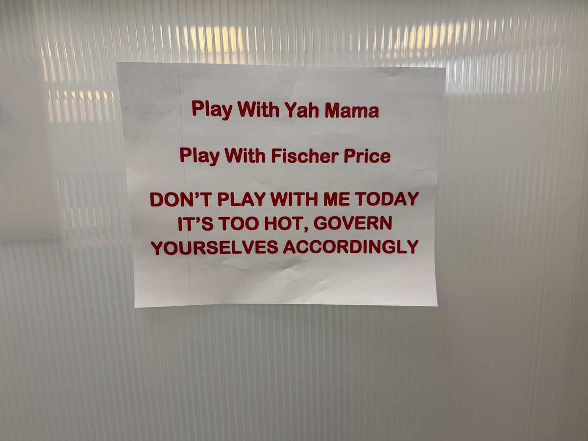 Chris_UnFilterd's tweet photo. Day two that there’s no AC in the building at work. The sign outside my door is the only warning I’m giving. https://t.co/bxrnVx4X8N