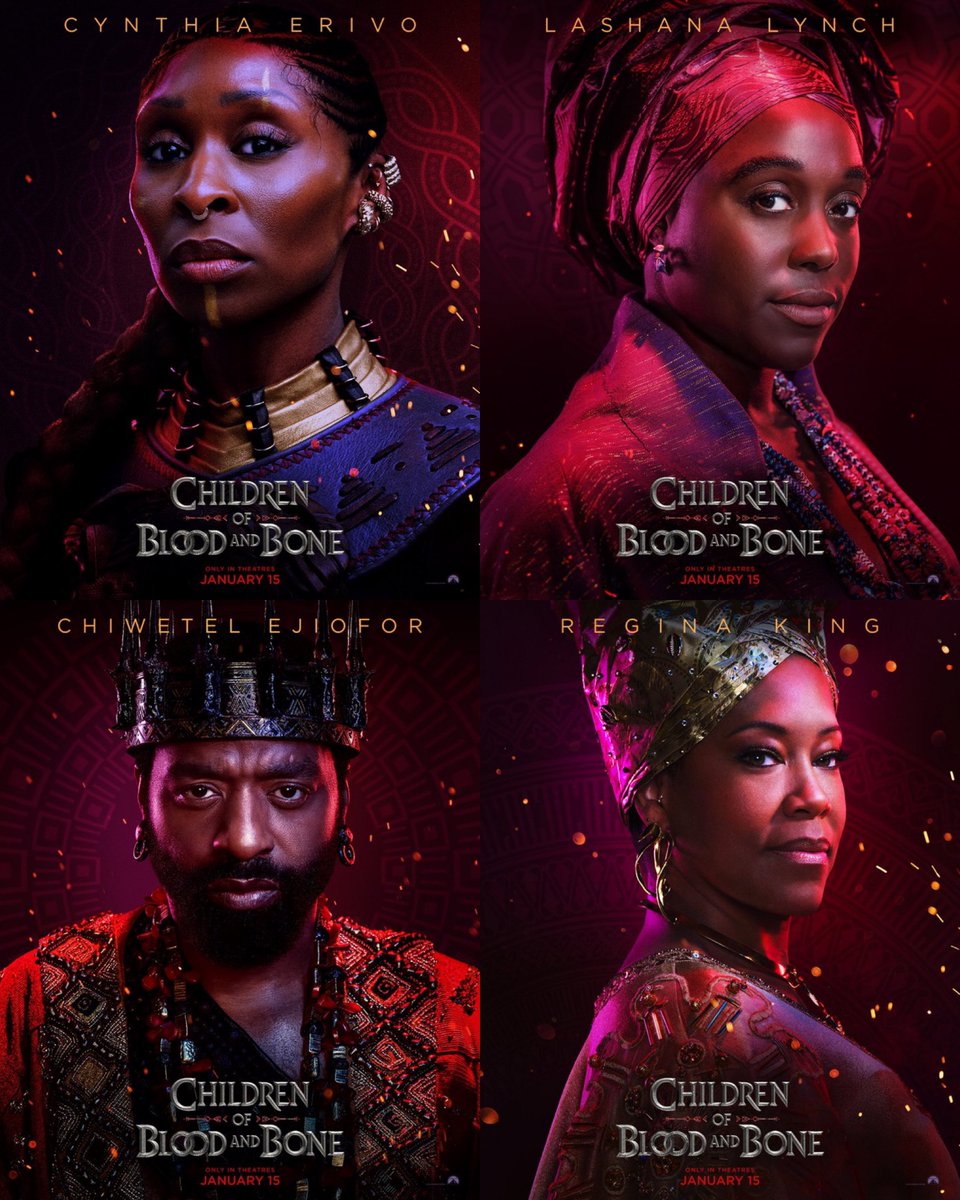 FilmUpdates's tweet photo. The official posters for Gina Prince-Bythewood’s ‘CHILDREN OF BLOOD AND BONE’ have been released.

In theaters and IMAX on January 15, 2027. https://t.co/HVYcbzXOwx