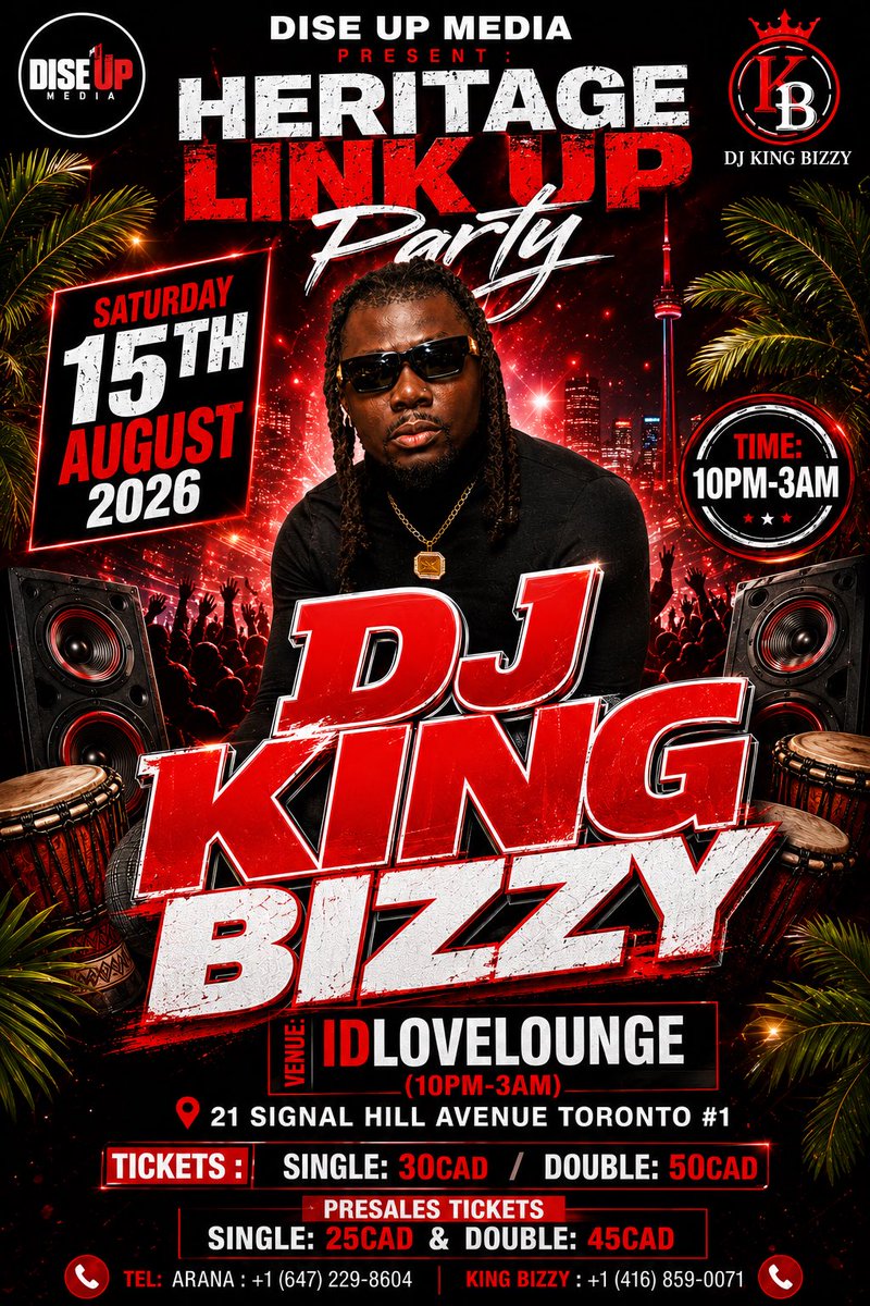 tv_dise's tweet photo. Officially Unveiling The Hottest Summer Dj king Bizzy for the authentic THE HERITAGE LINK UP PARTY 2026 🇯🇲 🇨🇦🇬🇭 . 

Grab Your Tickets Now Extra Largest Family. W Bigger Than Large 🔥😎👇👇🤞

https://t.co/EvKugQo7OZ https://t.co/yY0yO3uag9