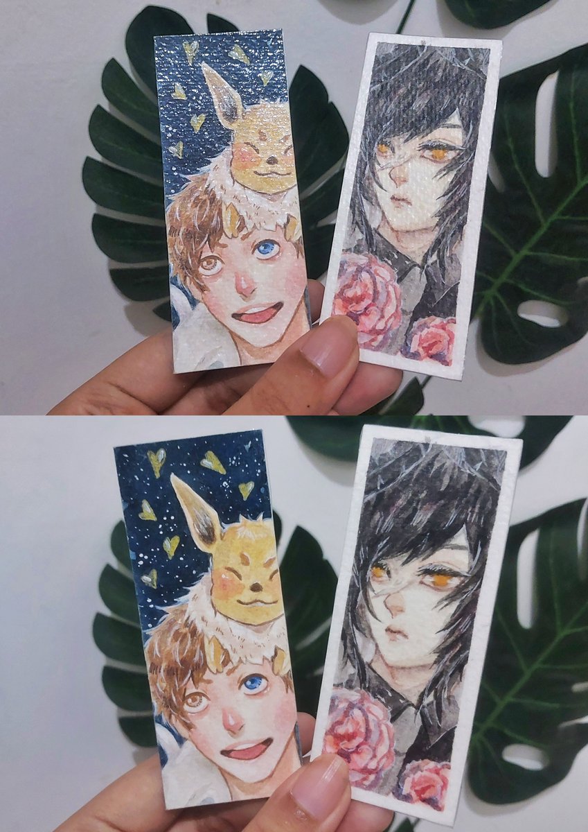 riezyoe's tweet photo. Nyoba laminasi glossy dan matte ke gambar tradi 📝

Kayaknya ini watercolor mini bookmark (4 cm x 10 cm) komisan sekitar tahun 2015 (lupa pastinya). Sebelum digitalan ��‍♂️

Oc punya klien (lupa namanya) 🧍‍♂️ https://t.co/Nf4JPNVOCU